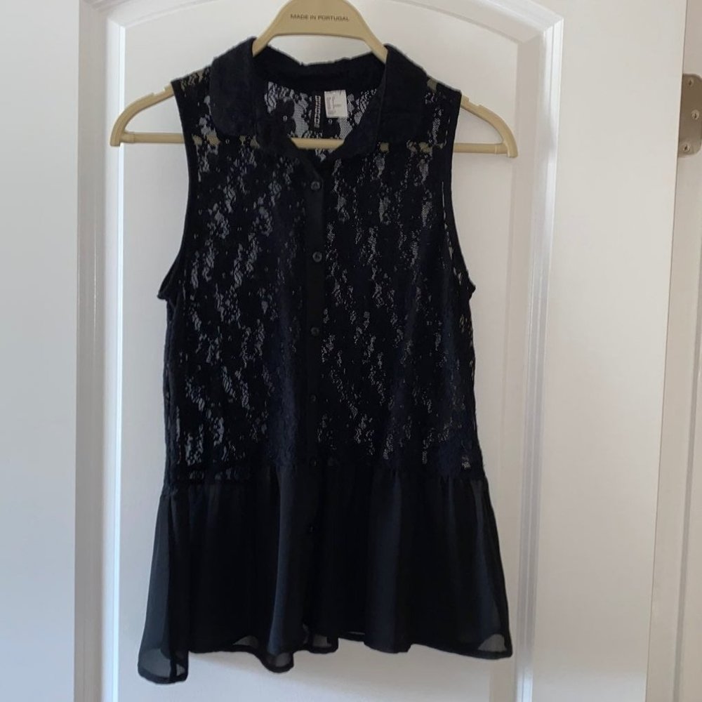 Lace & Sheer Button down Top